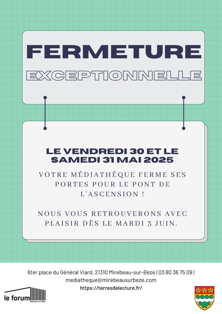 Fermeture exceptionnelle de la médiathèque