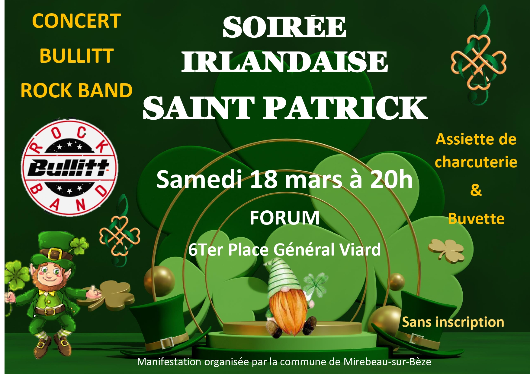 Soirée irlandaise Saint Patrick Mirebeau-sur-Bèze