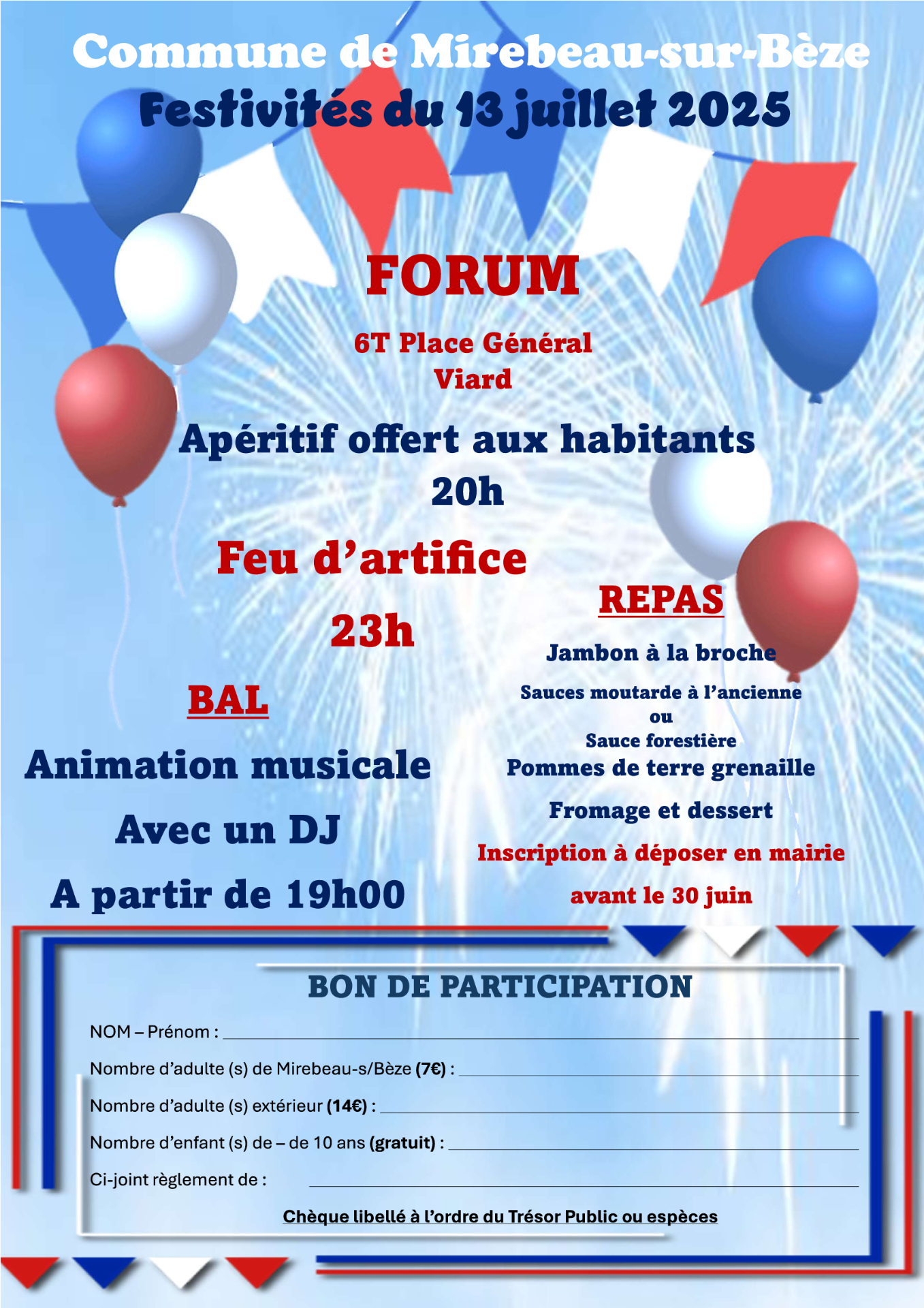 Affiche du 13 juillet 2025 - Mirebeau-sur-Bèze - 19h au Forum